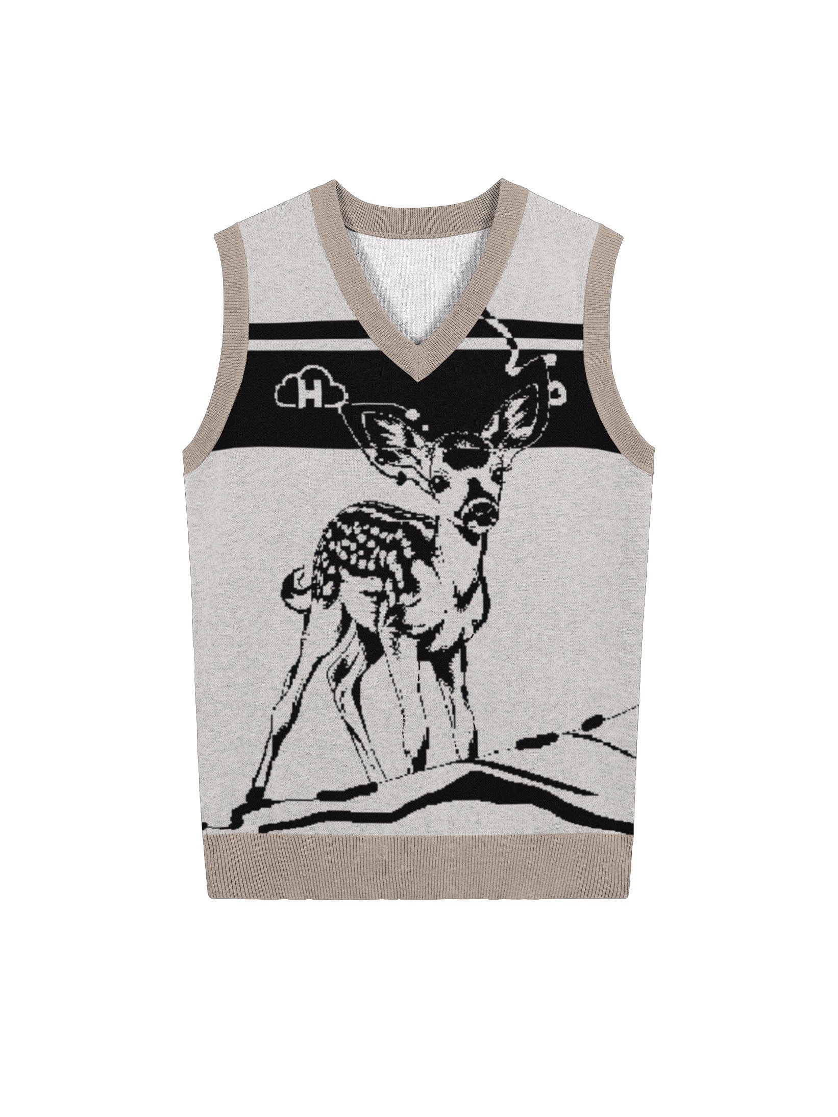 Knitted V-Neck Vest-Fawn product image (3)