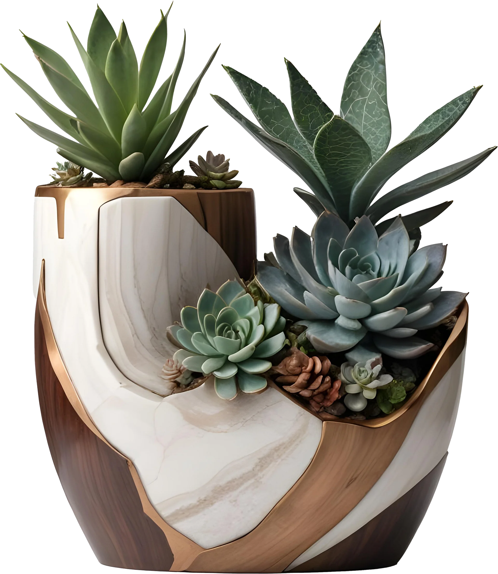Earthly Symphony – Dual Chamber Succulent Vase PNG product image (1)