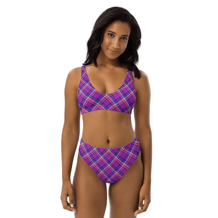 Bright Purple, Pink, and Blue Plaid Bikini product image (1)