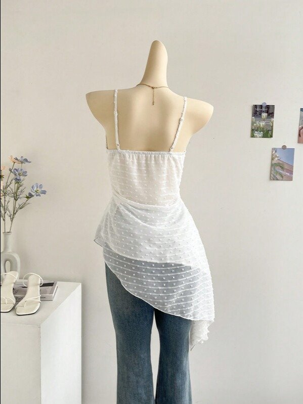 Blanc Criss-Cross Draped Cami Top — White product image (2)