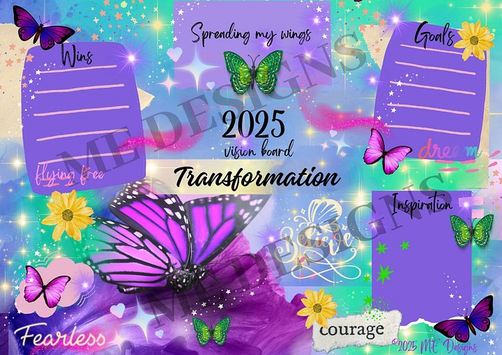 Transformation Digital Vision Board PDF Download – Embrace Your Metamorphosis 🦋✨ product image (1)