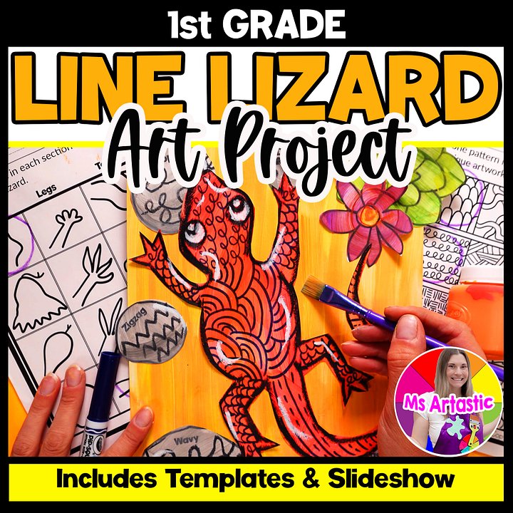 Line Lesson Line Lizard Art Project 1st Grade Art Activity Element of Art Line product image (1)