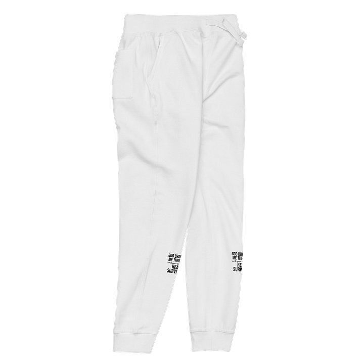 God Brought Me Through “Real Survival” White Joggers | GBMT Signature Edition product image (2)