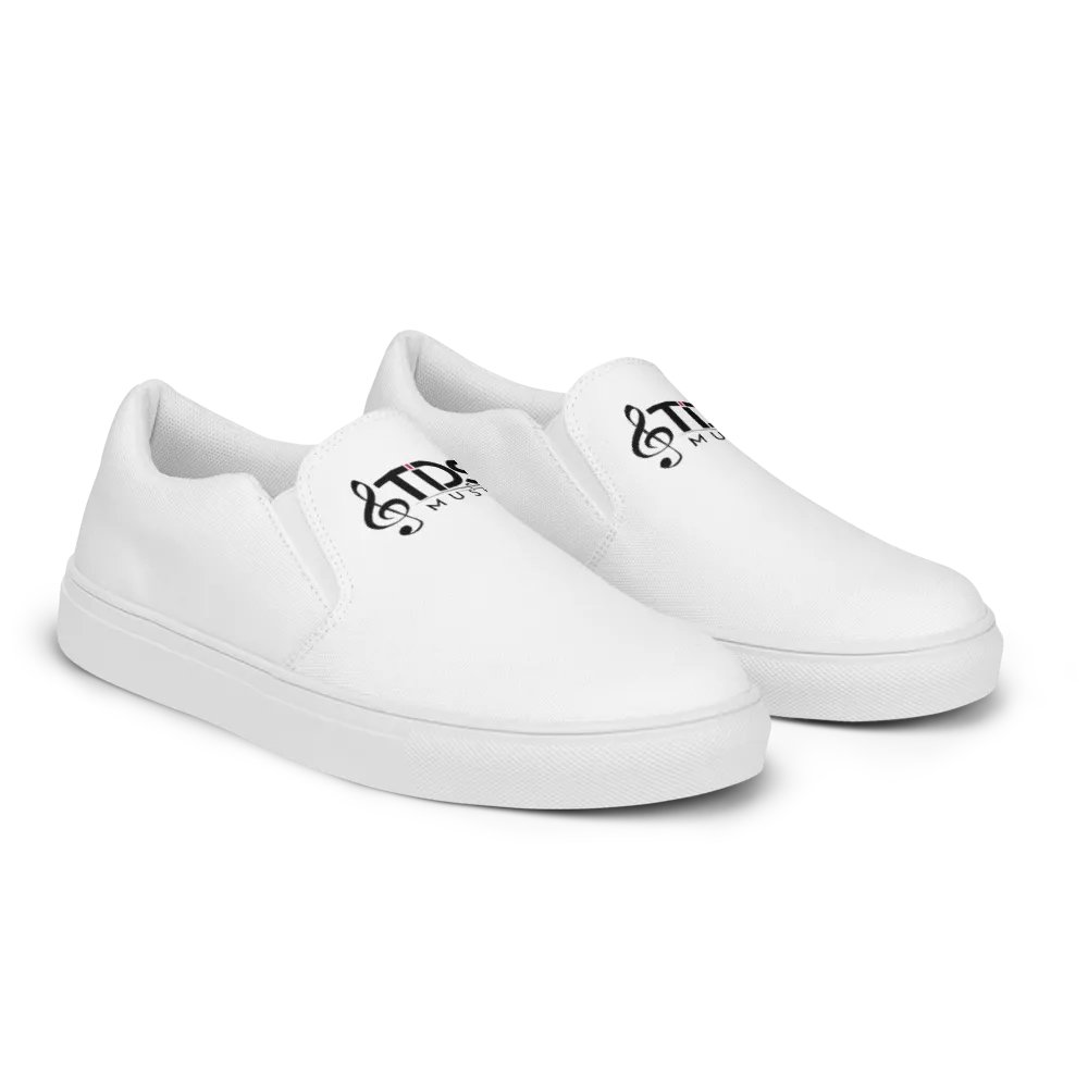 Exclusive TDS Music Design Men's White Canvas Slip-On Shoes - Handmade for Comfort and Style product image (7)