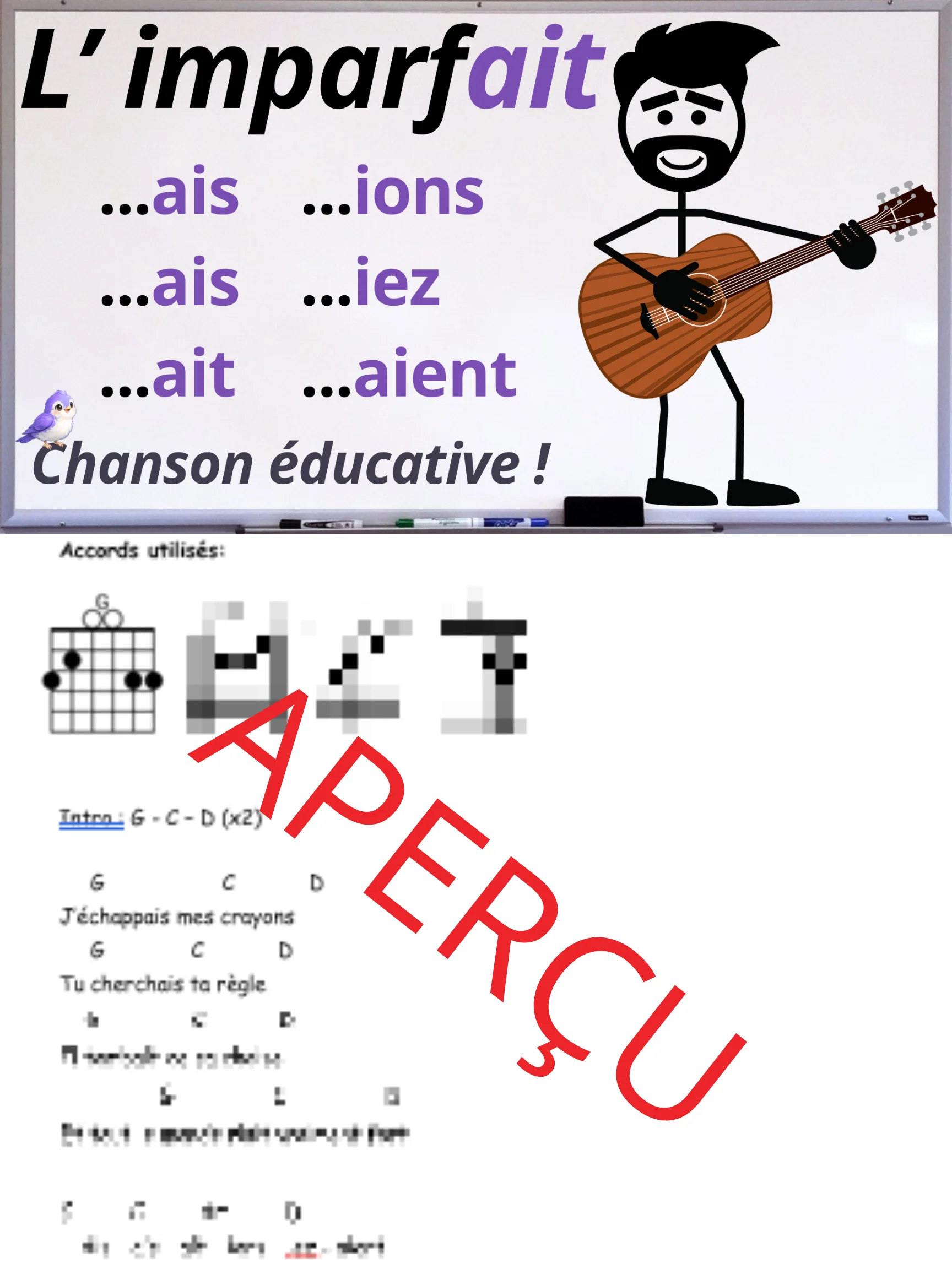 Les terminaisons de l'imparfait - Accords de guitare product image (1)