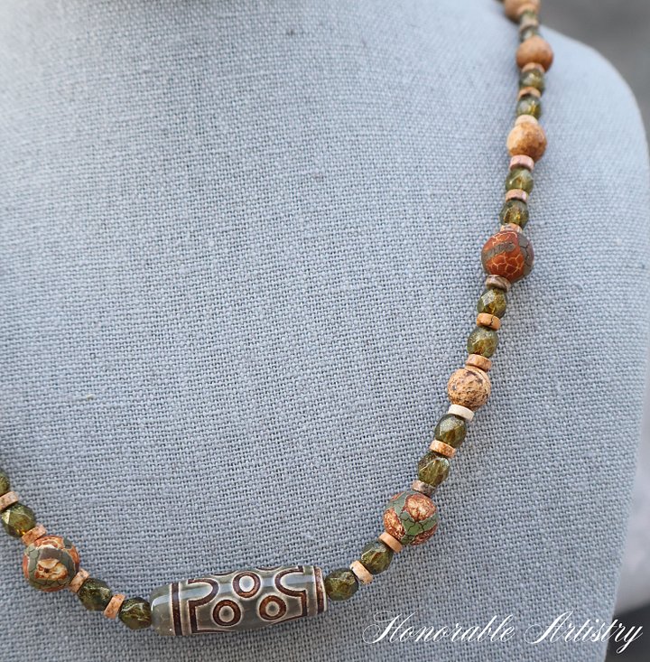 Dzi Agate and Picture Jasper Necklace product image (2)