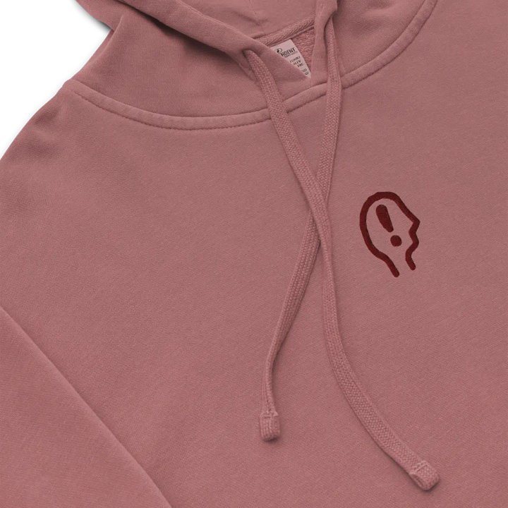 EXCLAIMING MENTALLY (C. maroon) embroidered pigment hoodie product image (1)