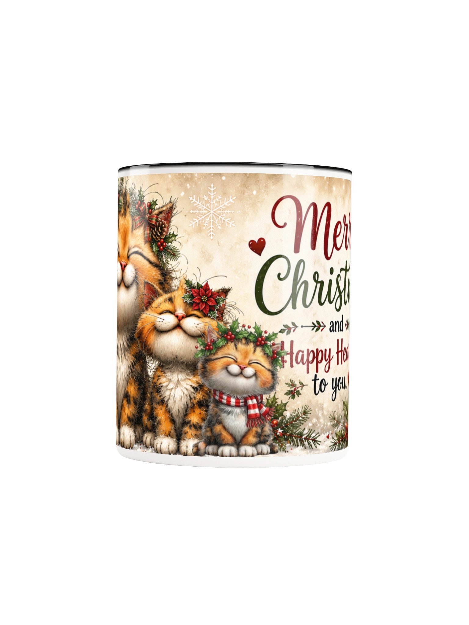Merry Christmas Happy Hearts Cat Mug product image (36)