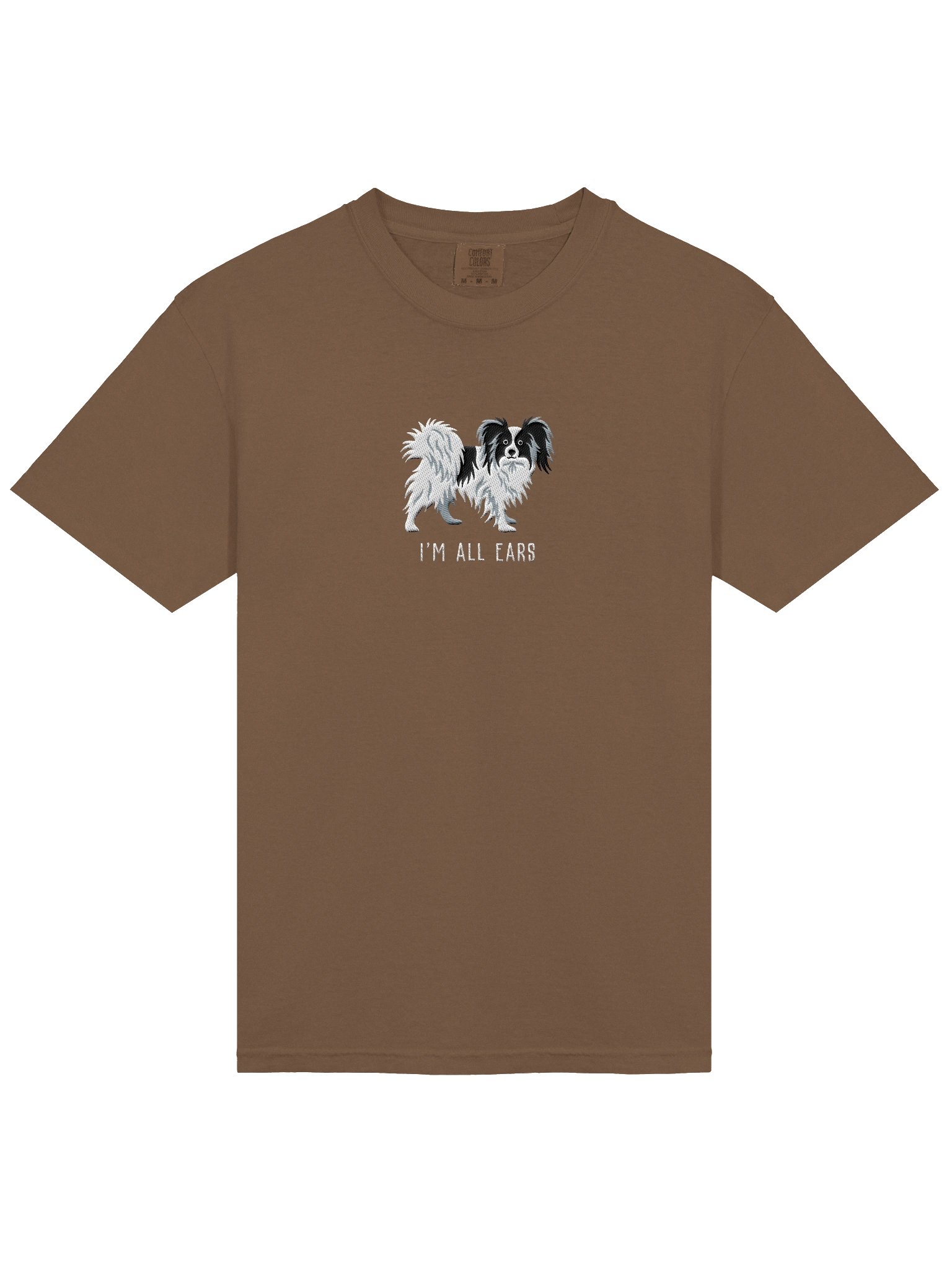 I'm All Ears T-Shirt(Embroidered) of a Papillon(Black & White) product image (6)