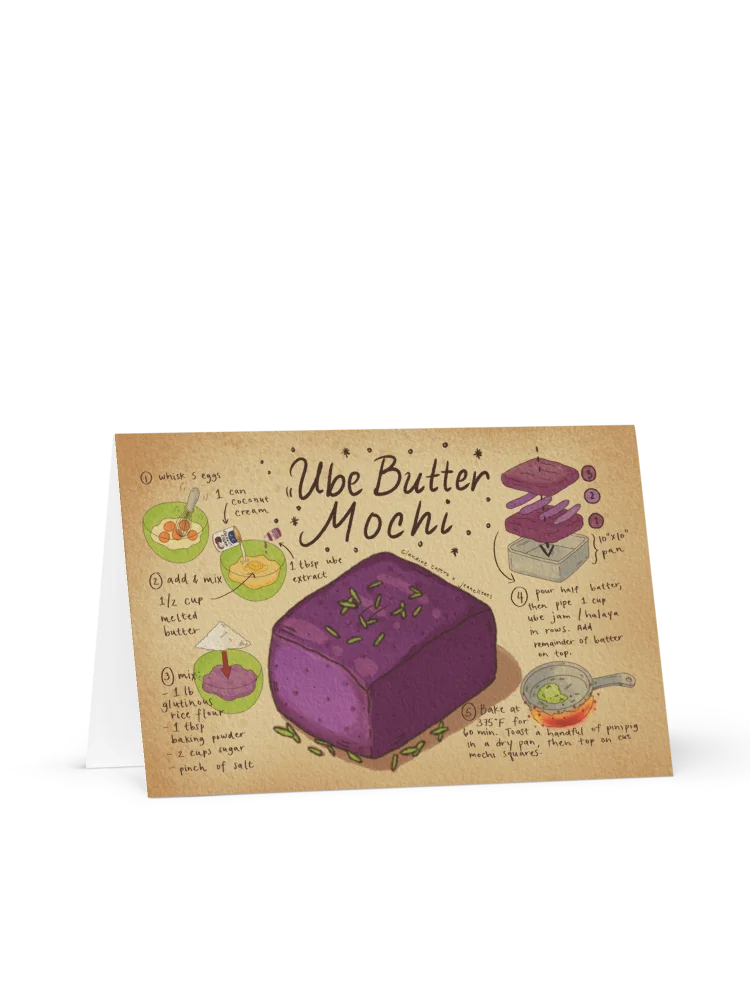 Ube Butter Mochi Recipe Art Print Greeting Card product image (1)