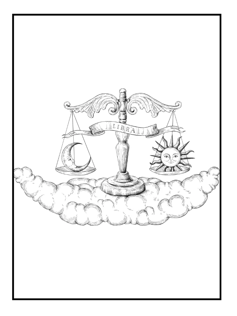 Libra Colouring Book for Adults | 20 Balanced Zodiac & Astrology Colouring Pages for Stress Relief product image (2)