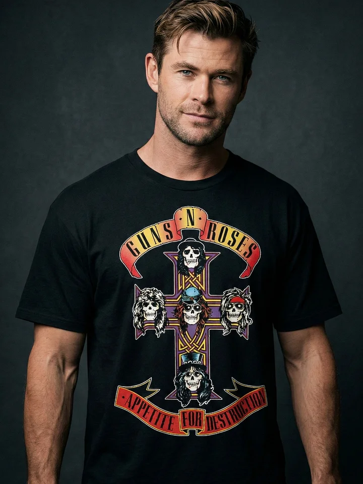 Guns N Roses Appetite For Destruction T-Shirt Skull Cross | Black Vintage 1987 Hard Rock Graphic Tee | Classic Rock Collector Shirt product image (1)
