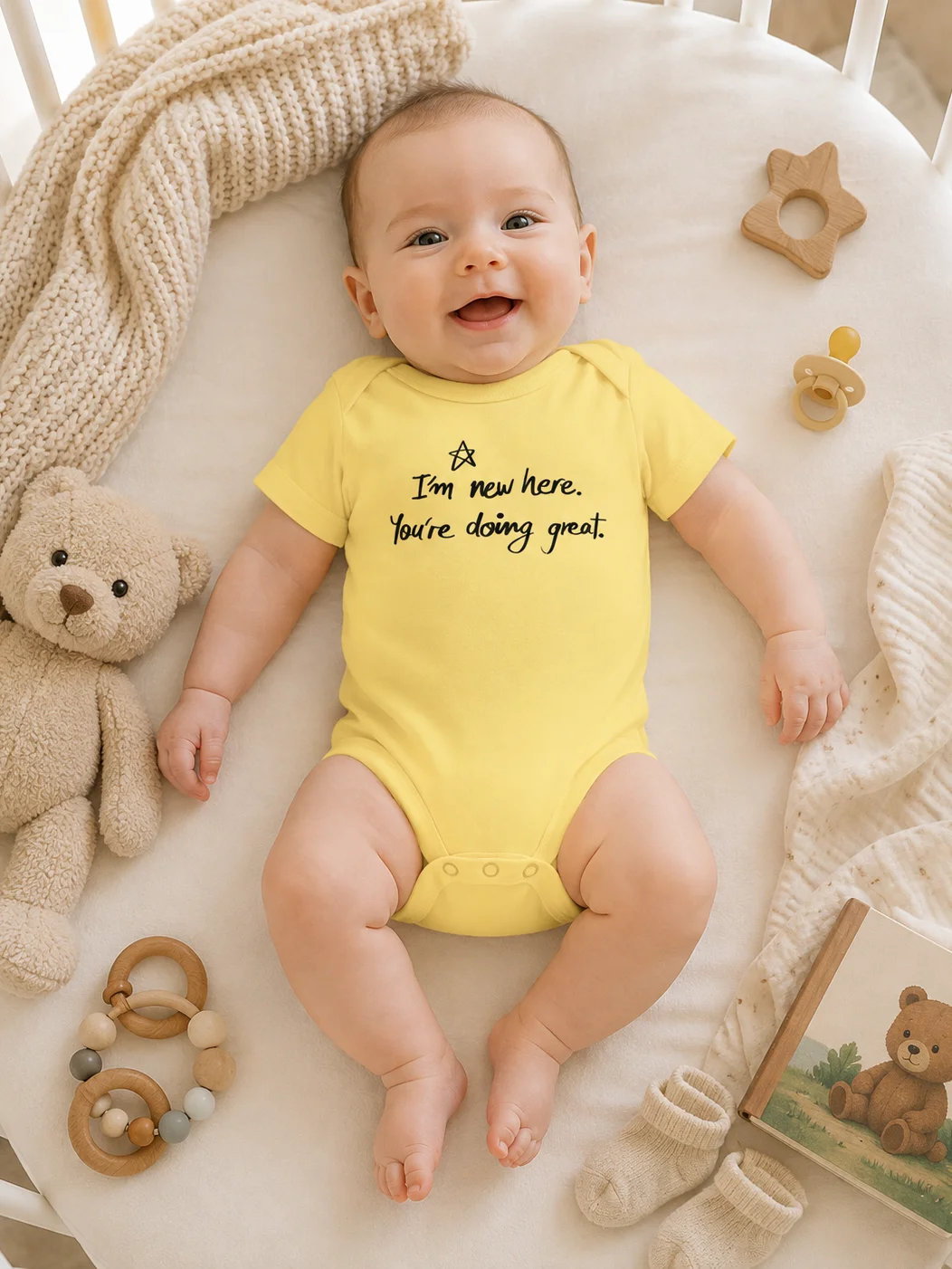 New Parents Baby Gift, I'm New Here You're Doing Great Baby Bodysuit, Meaningful Baby Shower Gift, Minimal Script Infant Onesie product image (10)