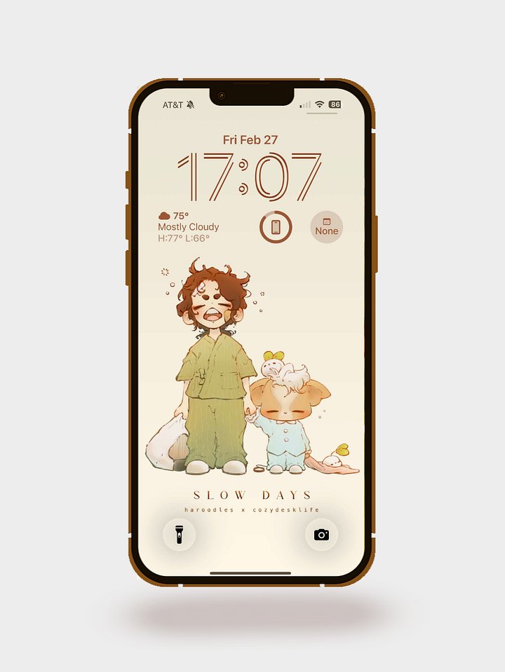 Haroodles x CozyDeskLife 'Slow Days' iPhone Wallpaper | Free Kawaii Digital Download product image (1)