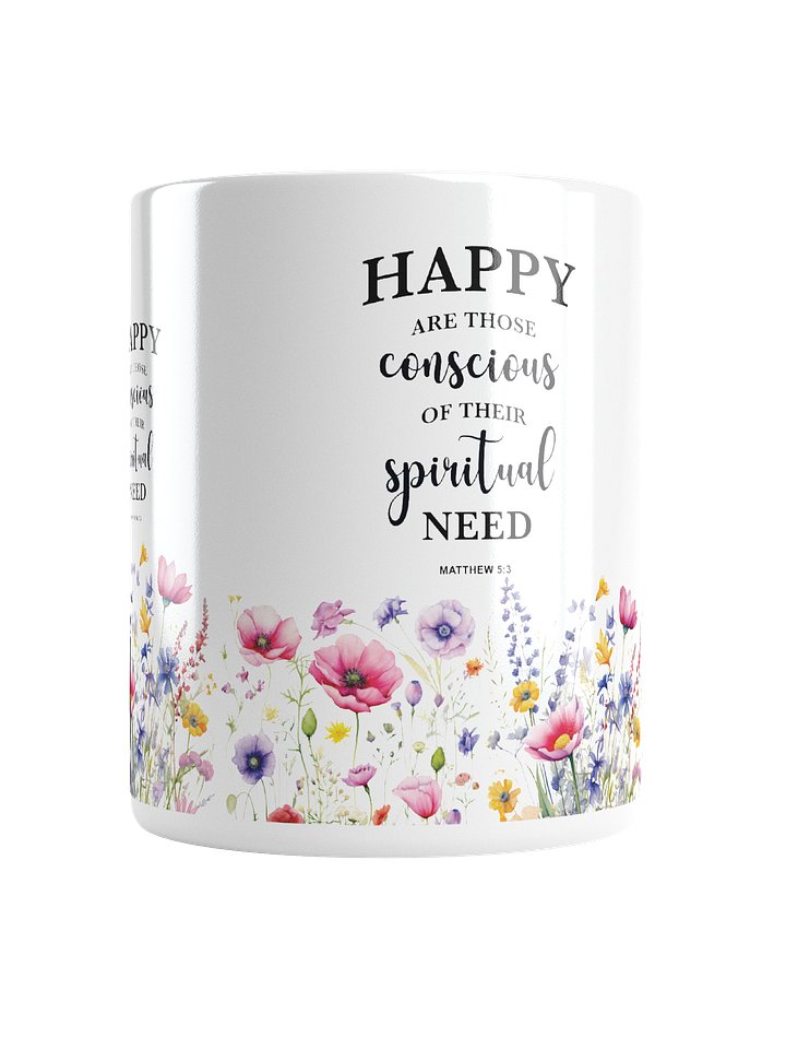 2026 Yearly Text Christian Mug – Matthew 5:3 Inspirational Floral Coffee Cup product image (1)