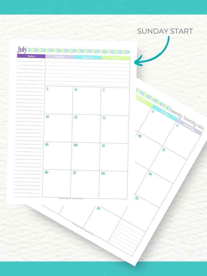 Pretty in Pastel- 26/27 Calendar - 2 Pages per Month - Letter Size product image (2)