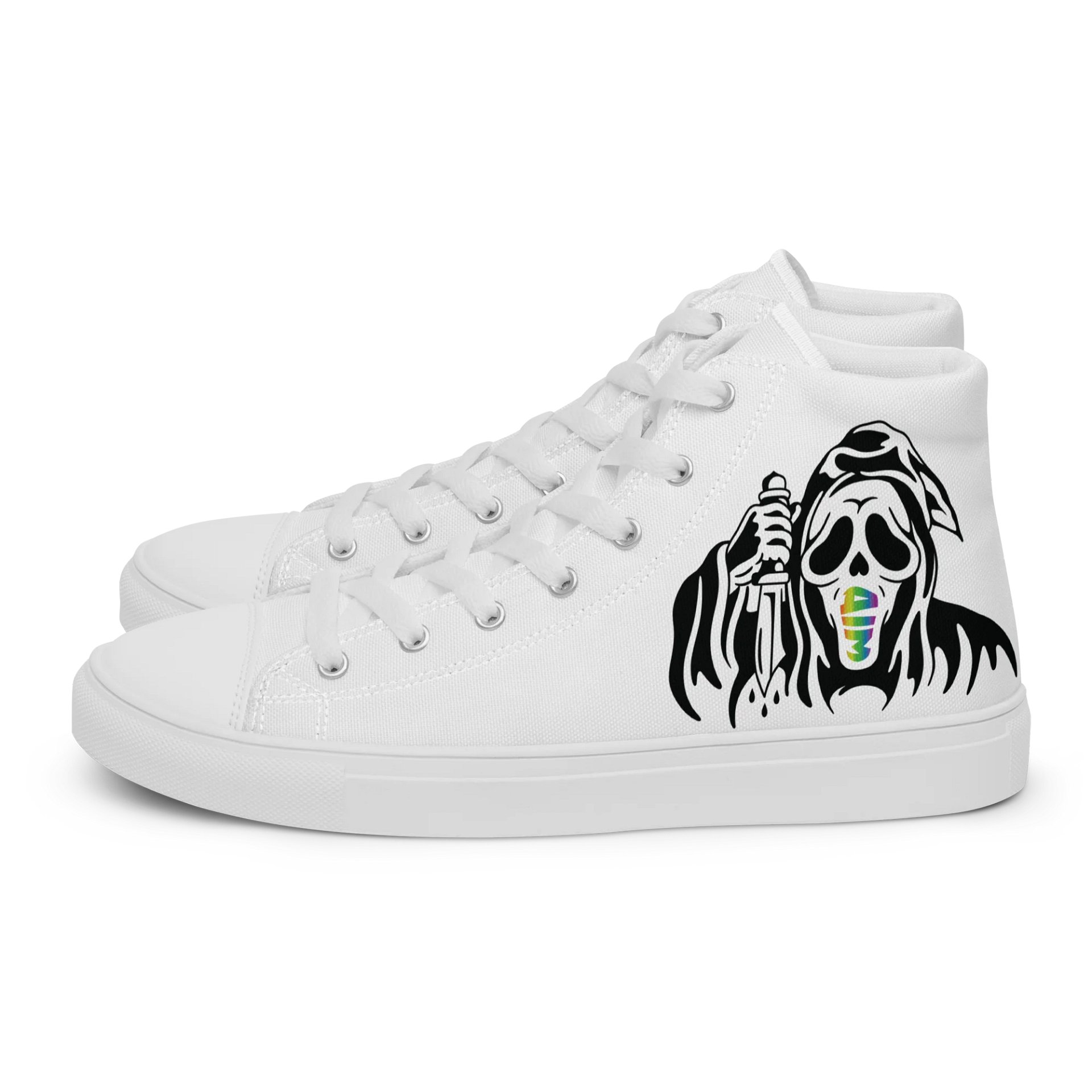 Women's White Canvas High Top Shoes (BW Ghostie) product image (1)