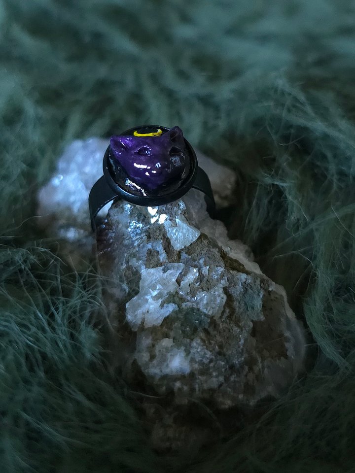 Customisable Colour Cat Moon Guardian - Black Ring product image (2)