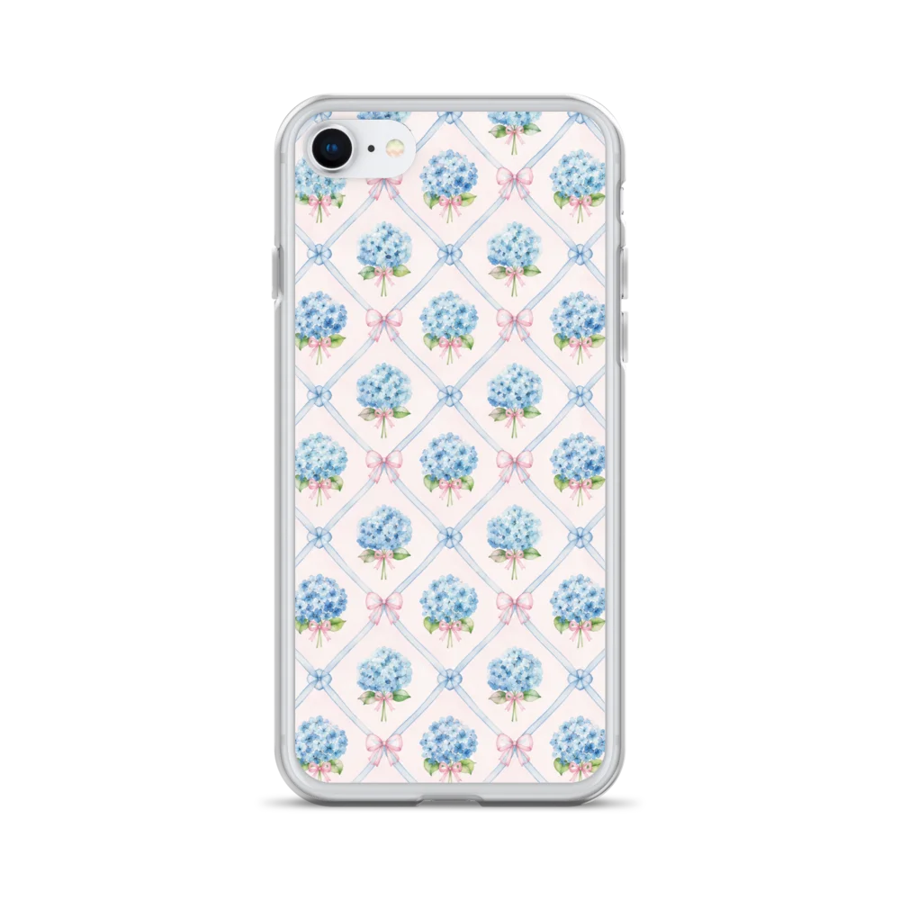 Blue Hydrangea Bow Clear iPhone Case product image (28)