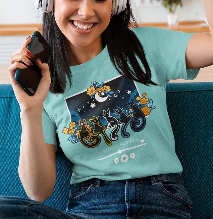Subtle Aroace Pride Lofi Cat Tee product image (1)