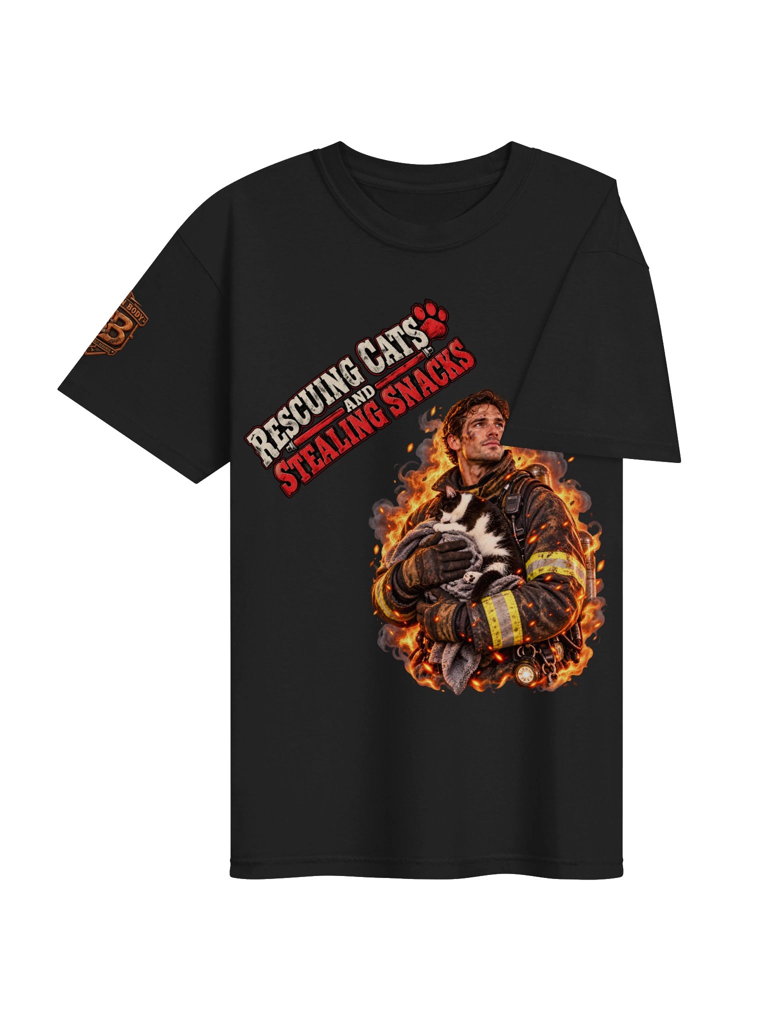 Funny Firefighter Shirt — Rescuing Cats & Stealing Snacks | Flat Out Broken™ product image (5)