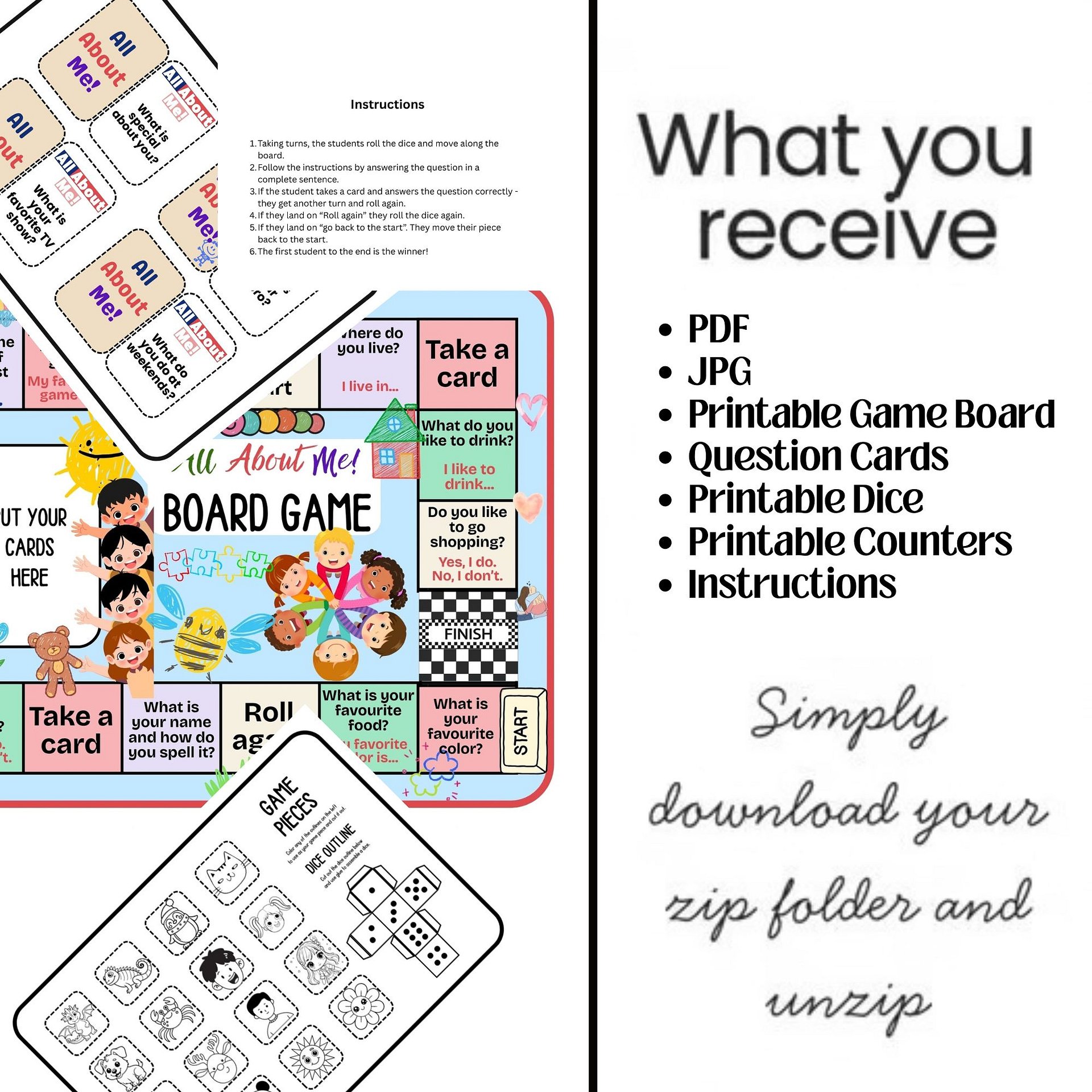 All About Me Board Game Printable Group Work Class Speaking Activity product image (2)