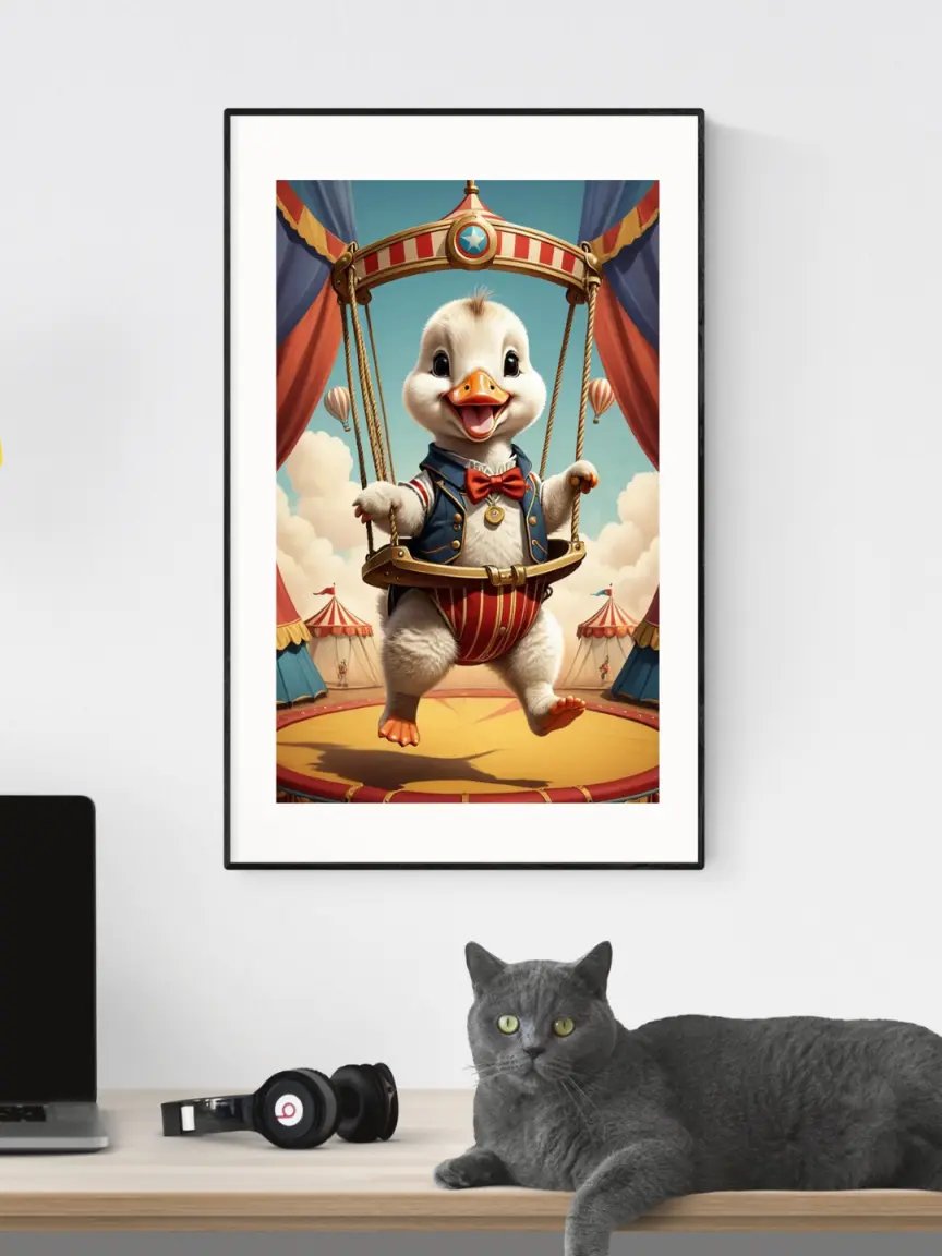 Circus Baby Goose on a Swing Kid Nursery Print Child Wall Art product image (5)