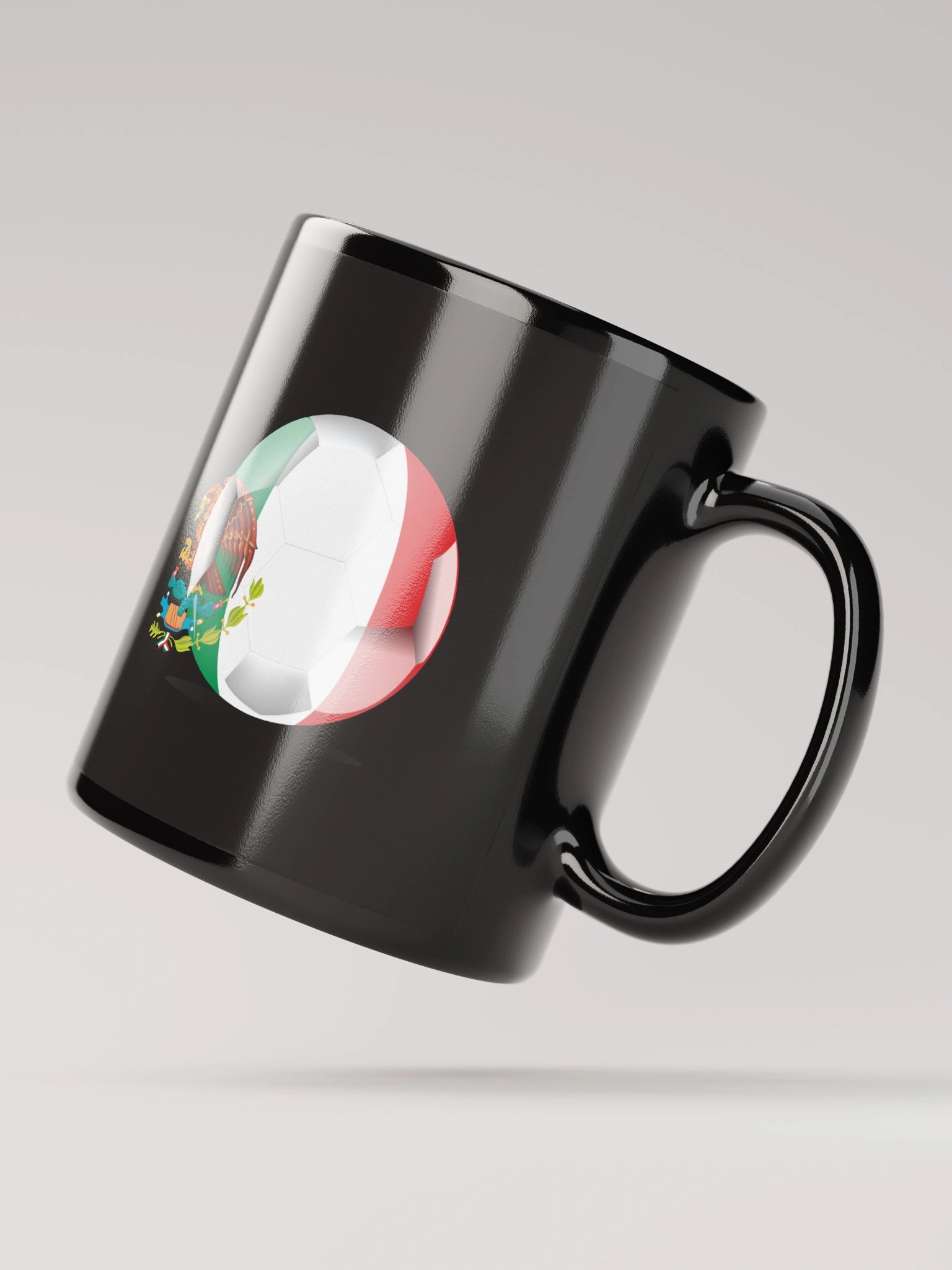 Mexico Flag Soccer Ball Black Coffee Mug (Double Sided Print) product image (8)