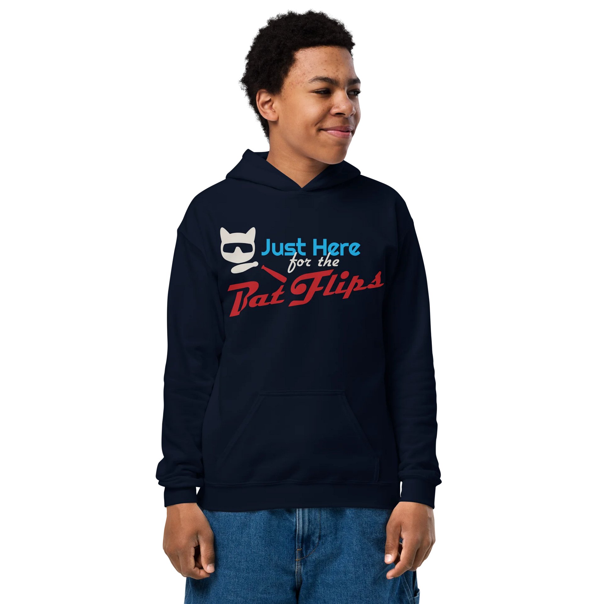 Baseball Cat (Just Here for The Bat Flips) - Unisex Youth Hoodie product image (1)