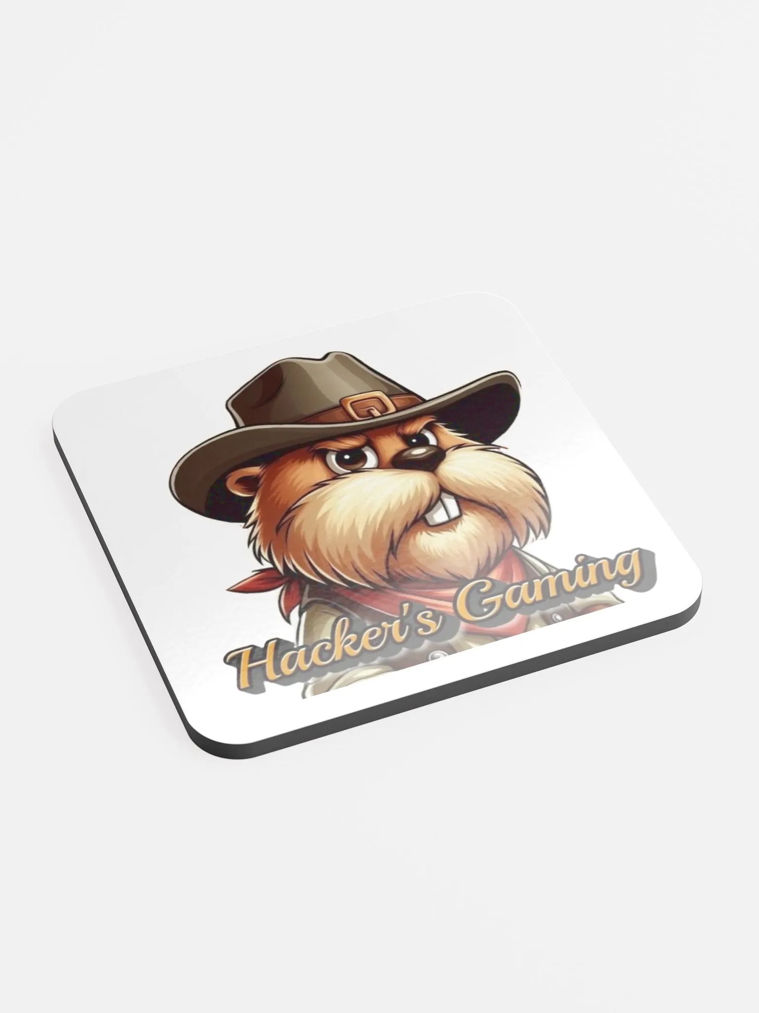Stylish Cowboy Beaver Glossed Cork Coaster product image (2)