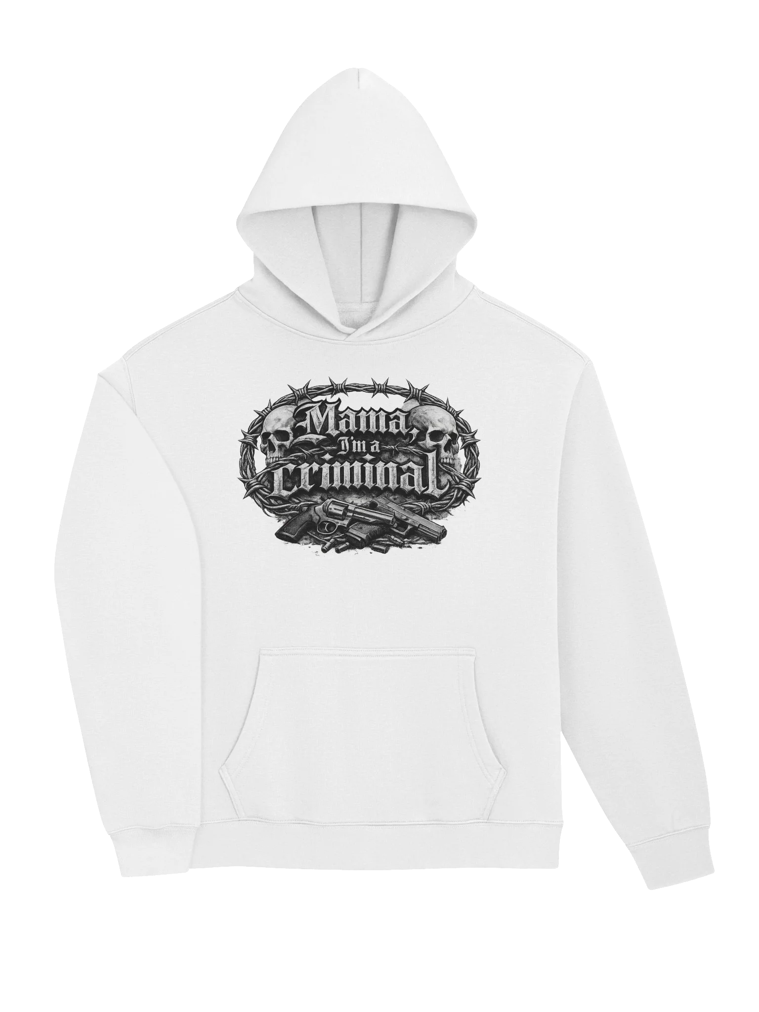 mama i'm a criminal premium hoodie white product image (3)