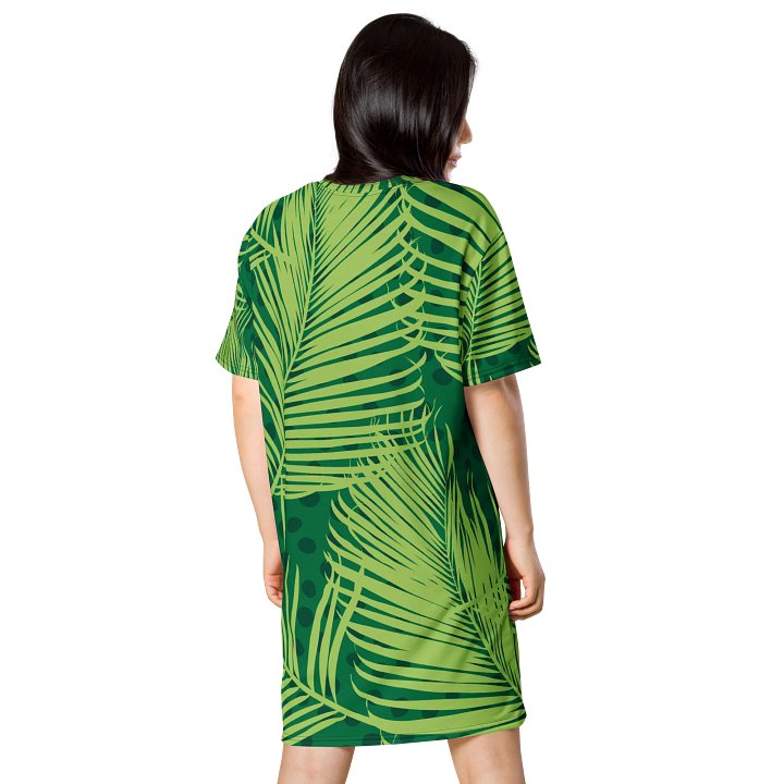 Oversized Green Tropical Print T-Shirt Dress product image (2)