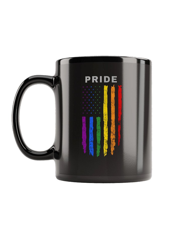 Pride Mug - USA Flag in Gay Pride Colors, Brushstroke Distressed Design product image (1)