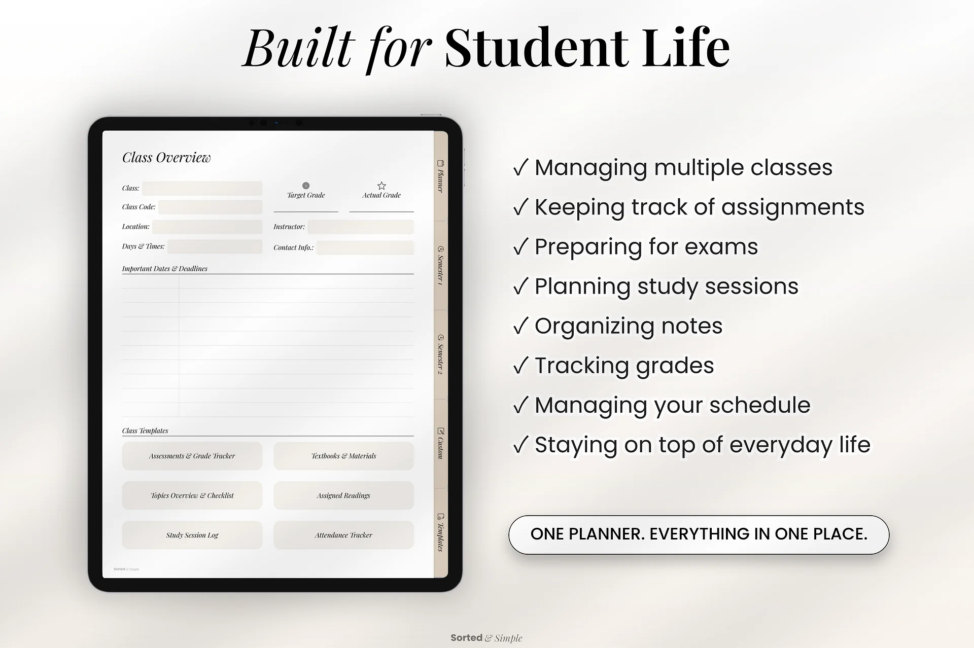 2026/2027 Mid-Year Student Digital Planner Portrait - Oat Beige product image (11)