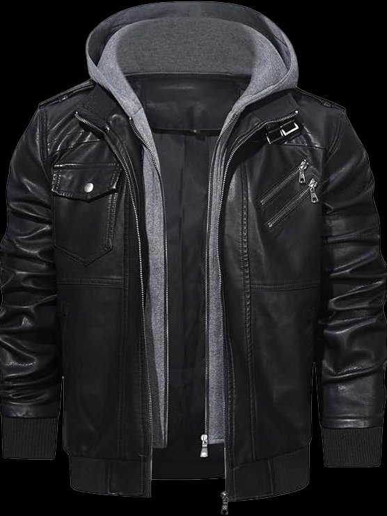 Mens Moto Jacket with Removable Hood product image (3)