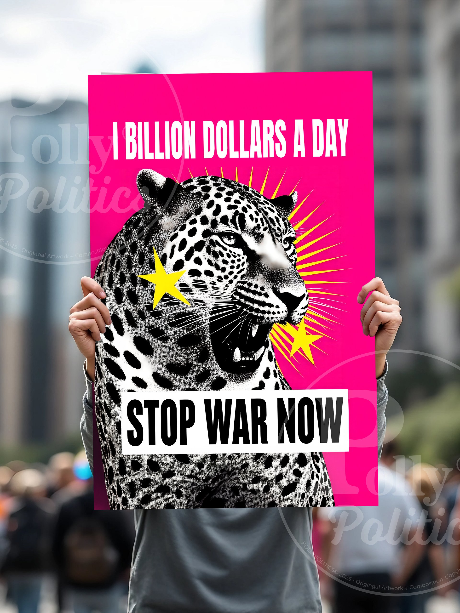 Stop War One Billion Dollars A Day Protest Sign product image (5)