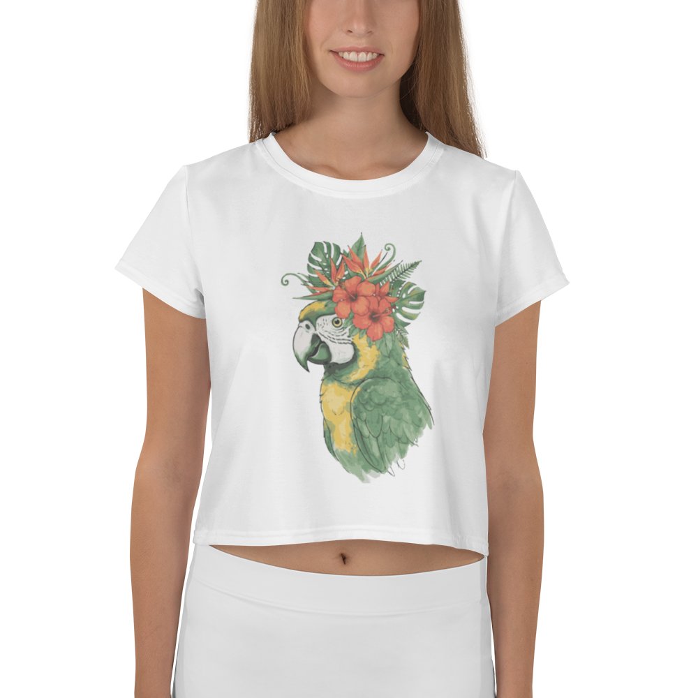 Tropical Macaw All-Over Print Crop Tee product image (1)