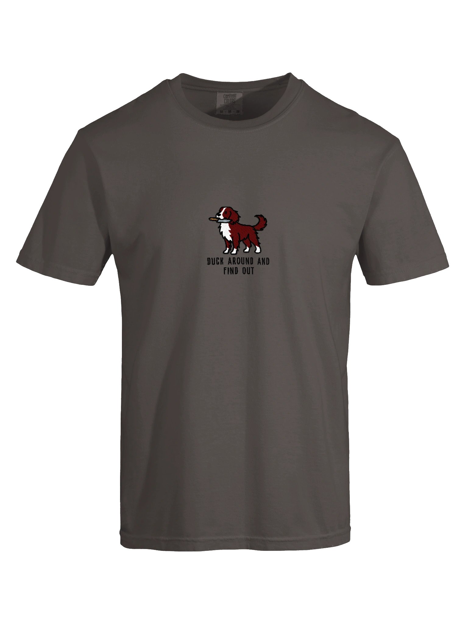 Duck Around & Find Out Funny Chibi-Style Embroidered T-Shirt for Nova Scotia Duck Tolling Retriever(Dark Red) Owners product image (63)
