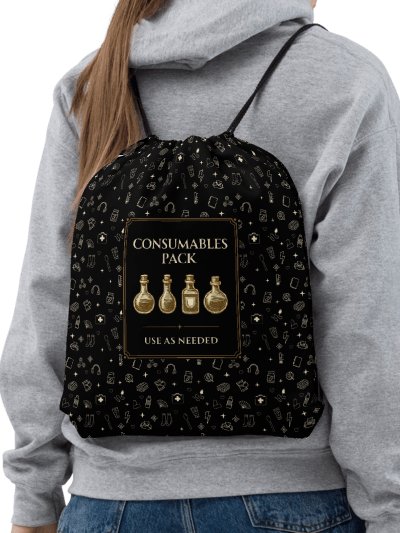 Consumables Pack Drawstring Bag | Chronic Illness Essentials Gym Sack product image (1)