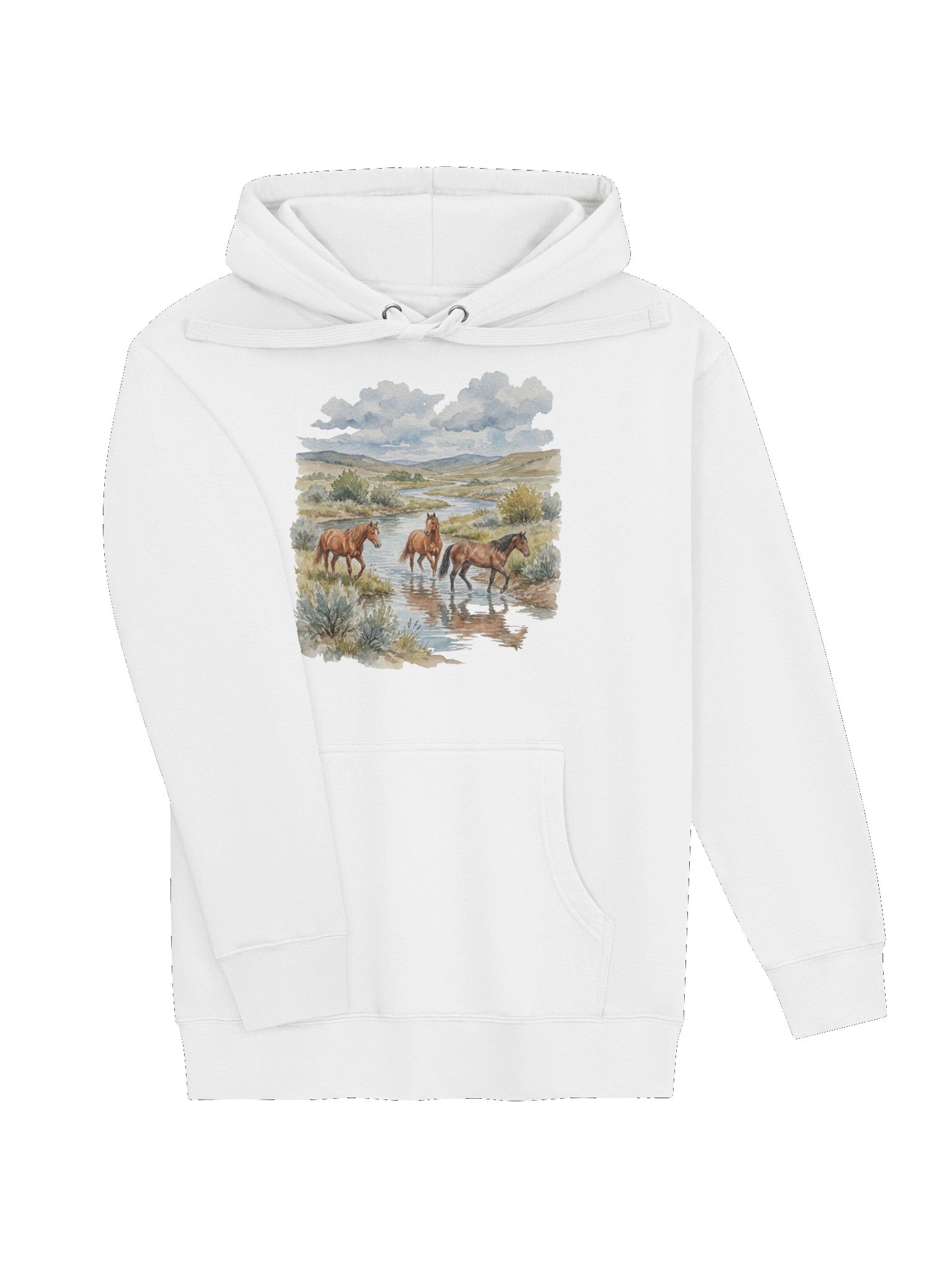 Horses by Lake frame hoodie product image (59)