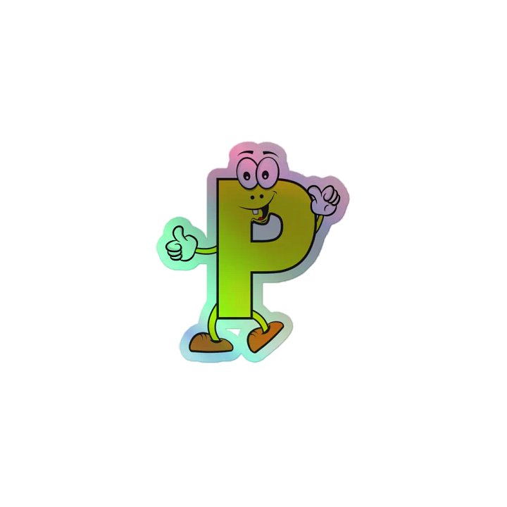 P Letter Cartoon Character Holographic Sticker product image (1)