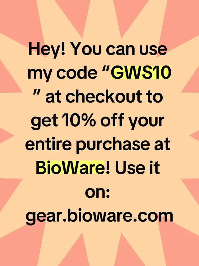 Haven’t done this in awhile.  So let’s throw one out.  Use code “GWS10” to save 10% at gear.bioware.com. Only available to the first 50 users!  Expires in 60 days!