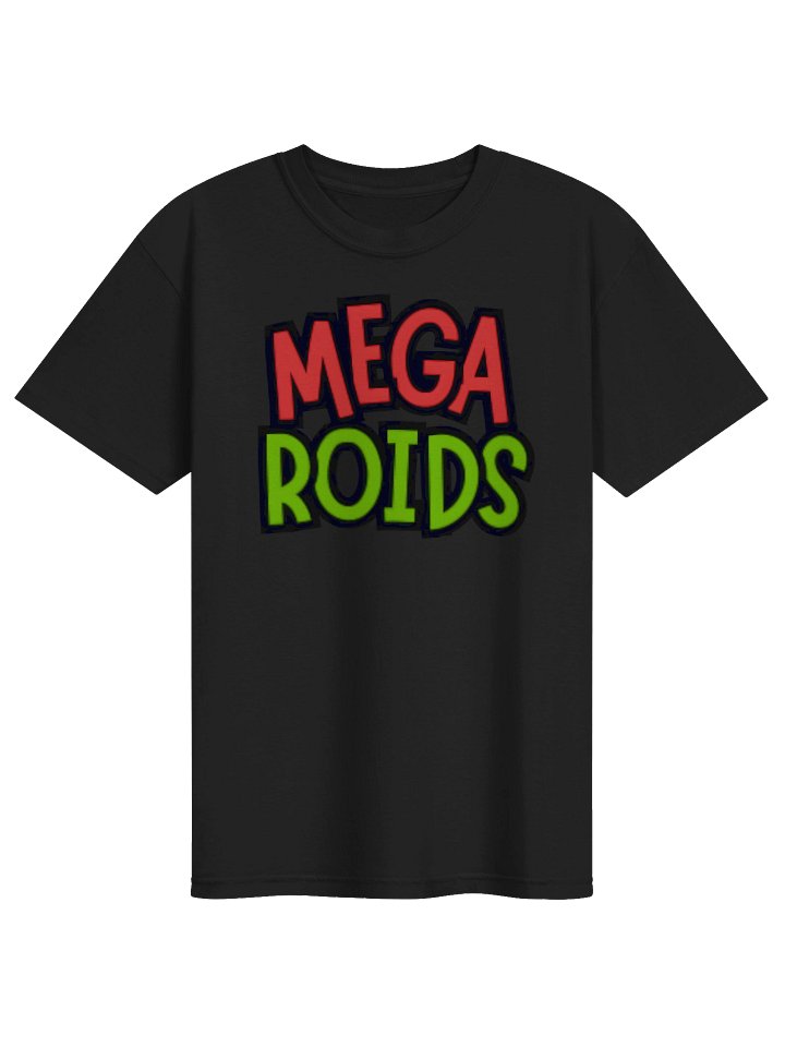 MEGA ROIDS Bold Red & Green Typographic Tee product image (1)