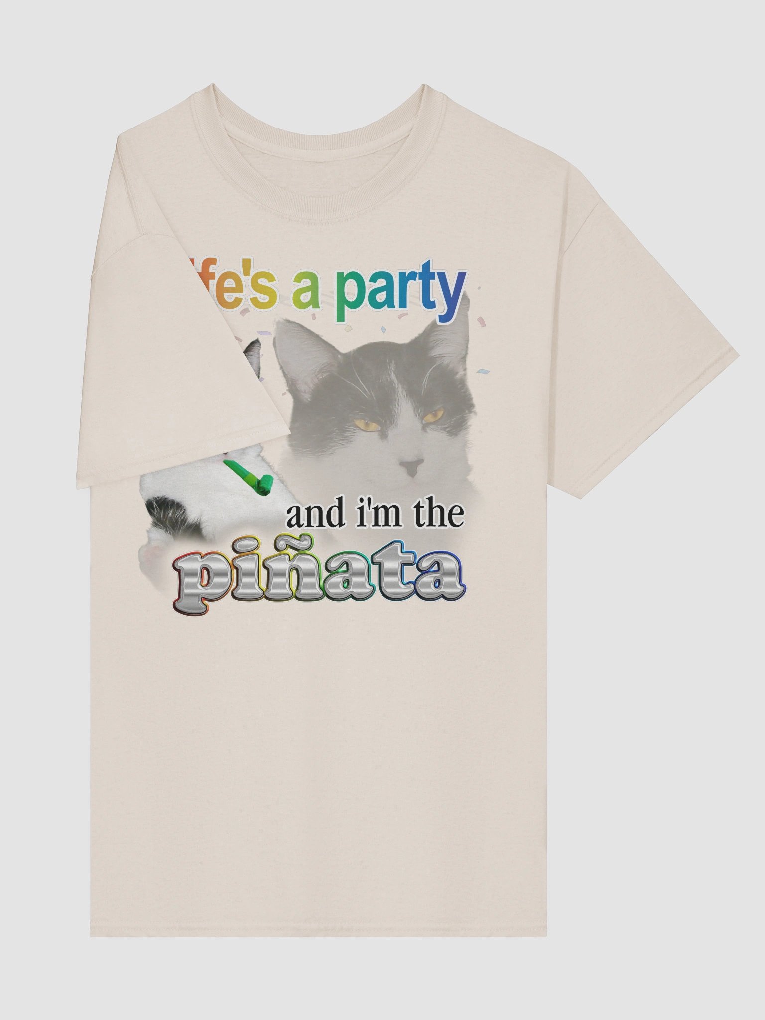 Life's a Party (and I'm the Piñata) cat T-shirt product image (53)