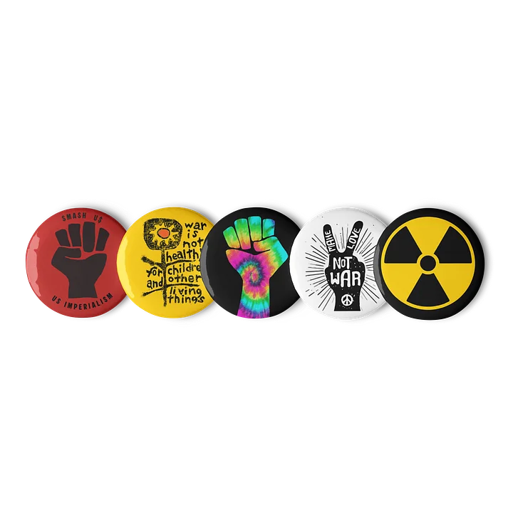 Anti war pin buttons set of 5 product image (1)