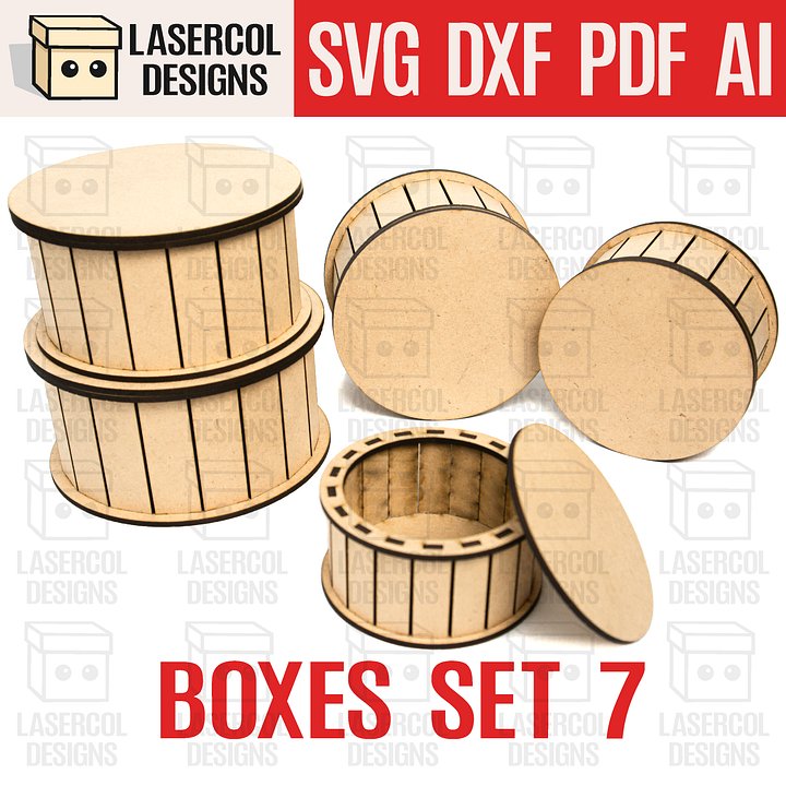 Boxes Set 7 (5 sizes) - Laser Cut Files product image (1)