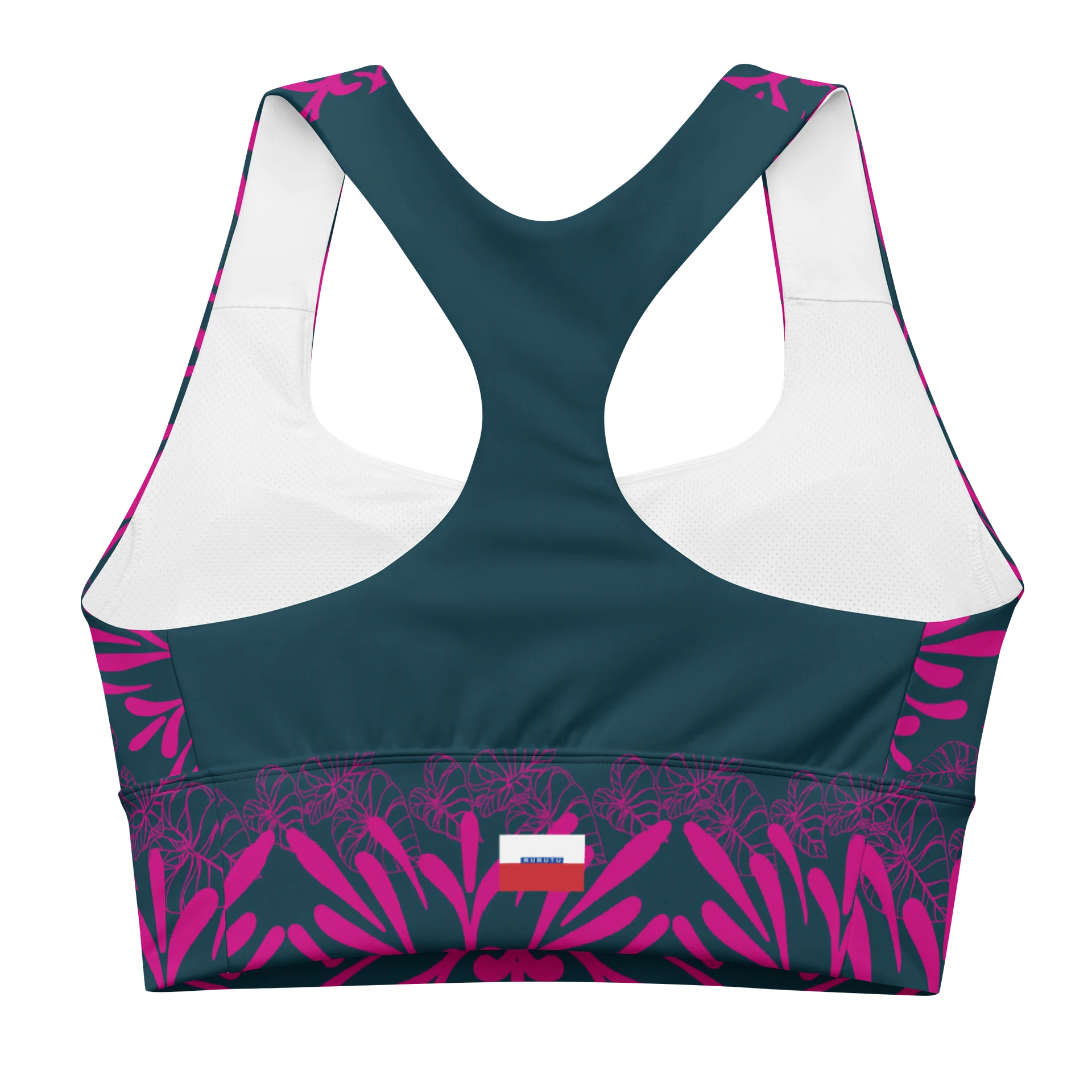 Soutien-gorge de sport long à bordure florale turquoise et magenta product image (2)