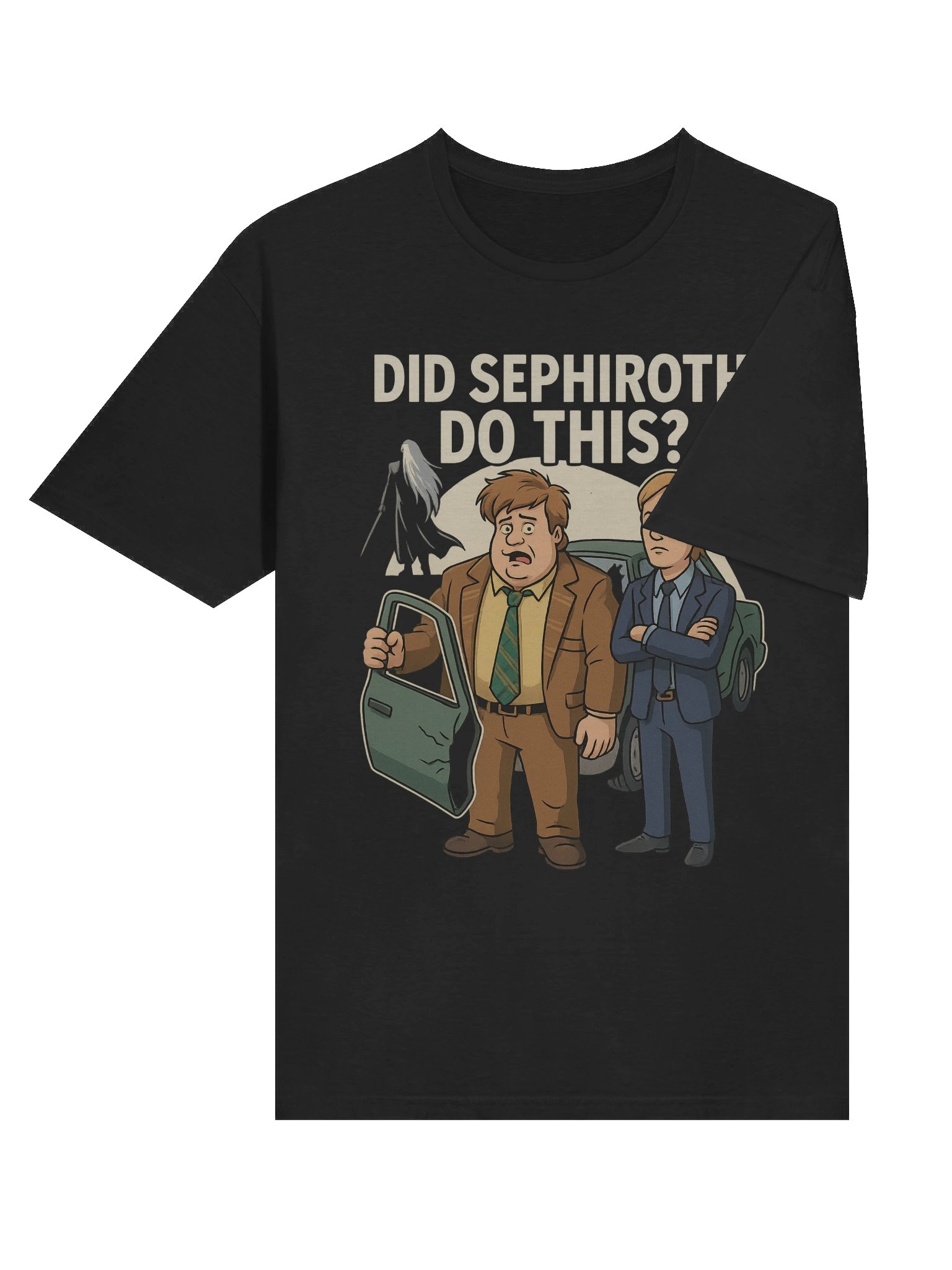 Did Sephiroth Do This? Funny Tommy Boy Car Door Parody T-Shirt product image (6)