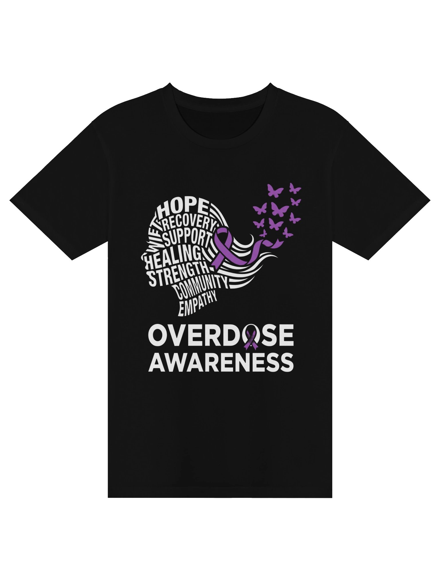 Womens Overdose Awareness Butterfly Hair Ribbon Purple T-Shirt product image (1)