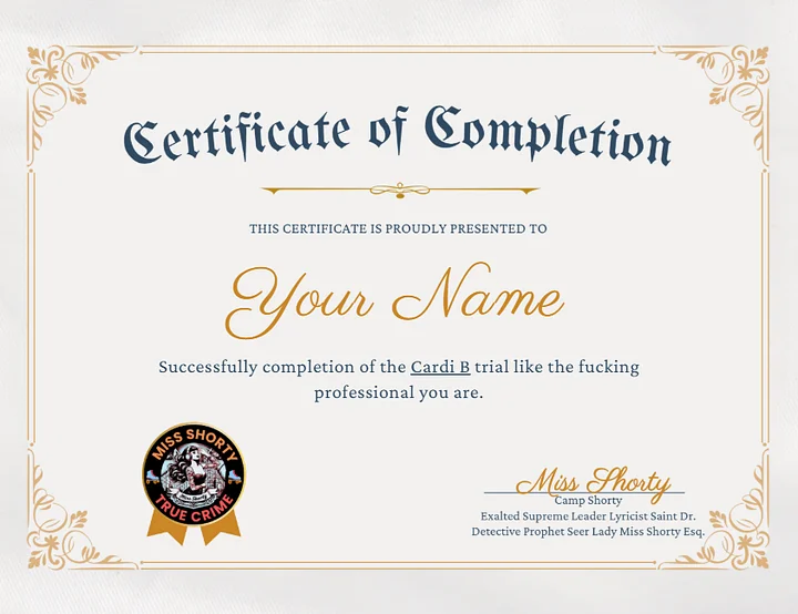 Certificate of Completion - Cardi B Trial product image (1)